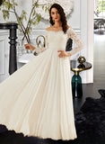 Abbigail A-Line Off-the-Shoulder Sweep Train Wedding Dress With Lace BF2P0013734