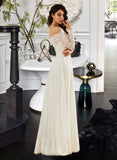 Abbigail A-Line Off-the-Shoulder Sweep Train Wedding Dress With Lace BF2P0013734