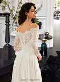 Abbigail A-Line Off-the-Shoulder Sweep Train Wedding Dress With Lace BF2P0013734