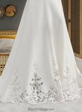 Lilith Trumpet/Mermaid V-neck Court Train Lace Stretch Crepe Wedding Dress With Sequins BF2P0013738