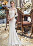 Melissa Trumpet/Mermaid Illusion Chapel Train Stretch Crepe Wedding Dress With Lace BF2P0013740