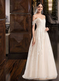 Kaelyn Ball-Gown/Princess Off-the-Shoulder Chapel Train Wedding Dress BF2P0013742