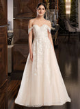 Kaelyn Ball-Gown/Princess Off-the-Shoulder Chapel Train Wedding Dress BF2P0013742