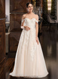 Kaelyn Ball-Gown/Princess Off-the-Shoulder Chapel Train Wedding Dress BF2P0013742