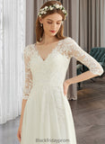 Alexa A-Line V-neck Floor-Length Chiffon Lace Wedding Dress BF2P0013745