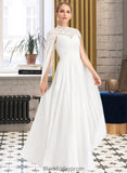 Julissa A-Line High Neck Floor-Length Chiffon Wedding Dress BF2P0013748