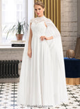 Julissa A-Line High Neck Floor-Length Chiffon Wedding Dress BF2P0013748