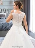 Rylee Ball-Gown/Princess Scoop Neck Sweep Train Organza Lace Wedding Dress With Beading Sequins BF2P0013751