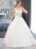 Rylee Ball-Gown/Princess Scoop Neck Sweep Train Organza Lace Wedding Dress With Beading Sequins BF2P0013751