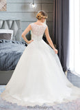 Rylee Ball-Gown/Princess Scoop Neck Sweep Train Organza Lace Wedding Dress With Beading Sequins BF2P0013751