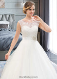 Rylee Ball-Gown/Princess Scoop Neck Sweep Train Organza Lace Wedding Dress With Beading Sequins BF2P0013751