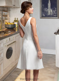 Ryleigh A-Line V-neck Knee-Length Chiffon Wedding Dress With Ruffle Beading Sequins BF2P0013752