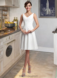 Ryleigh A-Line V-neck Knee-Length Chiffon Wedding Dress With Ruffle Beading Sequins BF2P0013752