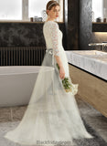 Skyler A-Line Scoop Neck Sweep Train Tulle Lace Wedding Dress BF2P0013753