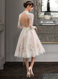 Paige A-Line Illusion Knee-Length Lace Wedding Dress BF2P0013754