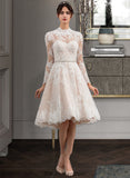 Paige A-Line Illusion Knee-Length Lace Wedding Dress BF2P0013754