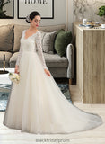 Anika Ball-Gown/Princess V-neck Court Train Tulle Lace Wedding Dress BF2P0013756