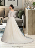 Anika Ball-Gown/Princess V-neck Court Train Tulle Lace Wedding Dress BF2P0013756