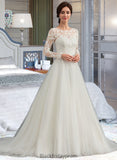 Cassidy Ball-Gown/Princess Scoop Neck Sweep Train Tulle Wedding Dress BF2P0013759