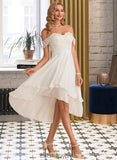 Harmony A-Line Asymmetrical Chiffon Lace Wedding Dress With Beading Sequins BF2P0013764