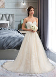 Kira Ball-Gown/Princess Sweetheart Court Train Tulle Wedding Dress With Ruffle Beading BF2P0013766