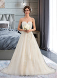 Kira Ball-Gown/Princess Sweetheart Court Train Tulle Wedding Dress With Ruffle Beading BF2P0013766