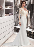 Sophie Trumpet/Mermaid Illusion Sweep Train Stretch Crepe Wedding Dress BF2P0013767