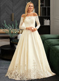 Krista Ball-Gown/Princess Sweep Train Satin Wedding Dress With Beading Sequins BF2P0013768