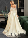 Krista Ball-Gown/Princess Sweep Train Satin Wedding Dress With Beading Sequins BF2P0013768