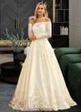 Krista Ball-Gown/Princess Sweep Train Satin Wedding Dress With Beading Sequins BF2P0013768