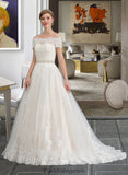 Julie Ball-Gown/Princess Court Train Tulle Wedding Dress With Beading Sequins BF2P0013770