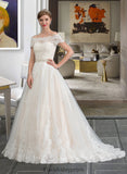 Julie Ball-Gown/Princess Court Train Tulle Wedding Dress With Beading Sequins BF2P0013770