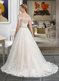 Julie Ball-Gown/Princess Court Train Tulle Wedding Dress With Beading Sequins BF2P0013770