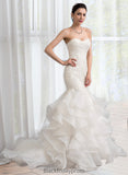 Precious Trumpet/Mermaid Sweetheart Sweep Train Organza Lace Wedding Dress BF2P0013786