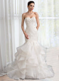 Precious Trumpet/Mermaid Sweetheart Sweep Train Organza Lace Wedding Dress BF2P0013786