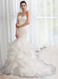 Precious Trumpet/Mermaid Sweetheart Sweep Train Organza Lace Wedding Dress BF2P0013786