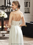 Dayami A-Line V-neck Floor-Length Wedding Dress With Lace Split Front BF2P0013815