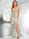 Vivien Trumpet/Mermaid Sweetheart Sweep Train Stretch Satin Prom Dresses BF2P0025836