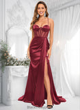 Vivien Trumpet/Mermaid Sweetheart Sweep Train Stretch Satin Prom Dresses BF2P0025836