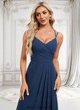 Veronica A-line V-Neck Floor-Length Chiffon Bridesmaid Dress BF2P0025803