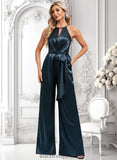 Harriet Jumpsuit/Pantsuit Halter Floor-Length Stretch Satin Bridesmaid Dress BF2P0025805