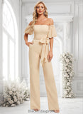 Joan Jumpsuit/Pantsuit Off the Shoulder Square Floor-Length Chiffon Bridesmaid Dress BF2P0025791