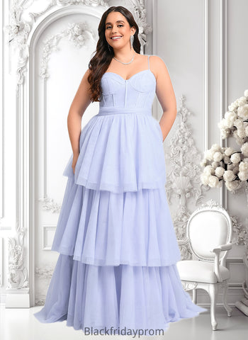 Sam Ball-Gown/Princess Sweetheart Sweep Train Tulle Prom Dresses With Bow BF2P0025843