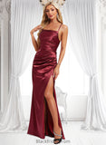 Mabel Trumpet/Mermaid Square Floor-Length Stretch Satin Prom Dresses With Ruffle BF2P0025875