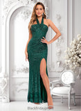 Rachael Sheath/Column Halter Floor-Length Sequin Prom Dresses BF2P0025858