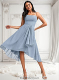 Angel A-line Cowl Asymmetrical Chiffon Bridesmaid Dress With Ruffle BF2P0025727