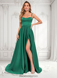 Hedwig A-line Sweetheart Sweep Train Satin Prom Dresses BF2P0025846