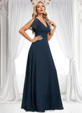 Avery A-line V-Neck Floor-Length Chiffon Bridesmaid Dress BF2P0025806