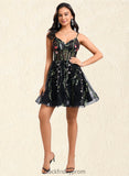 Sienna A-line V-Neck Short Lace Homecoming Dress BF2P0025693