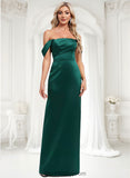 Val Sheath/Column Off the Shoulder Floor-Length Satin Bridesmaid Dress BF2P0025815